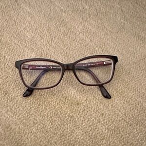 Salvatore Ferragamo Black and Burgundy Eyeglasses